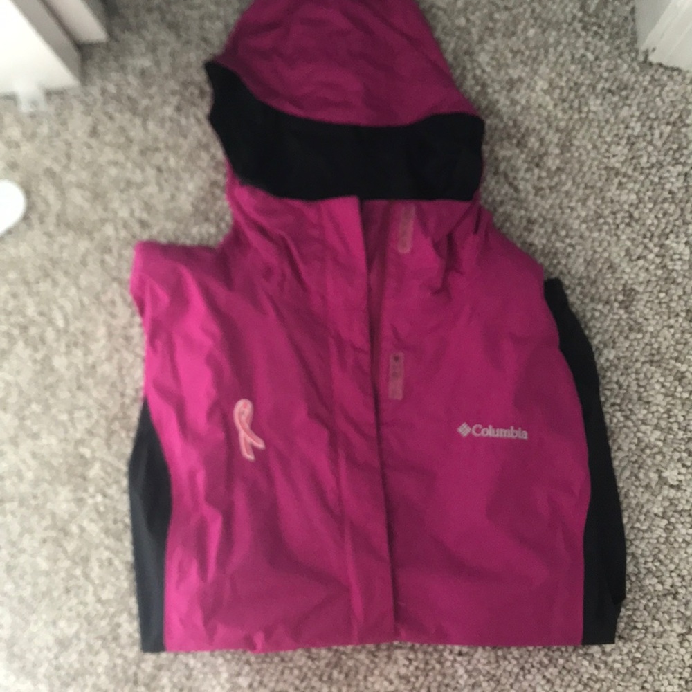 Columbia breast cancer awareness rain coat
